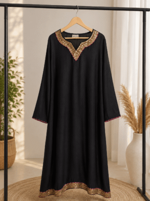 Black Kaftan , Premium arabic linen