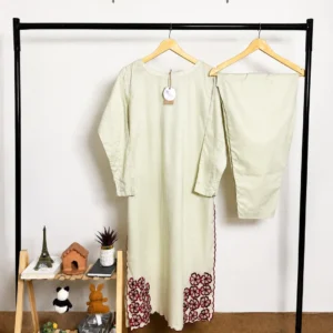2 Piece Summer Minimal Embroidered Dress - White