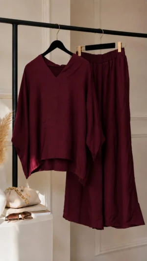 2 Piece Banat Daily Wear Suit – Deep Maroon